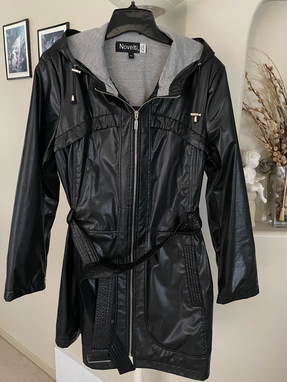Women's Black Hooded  Rain Coat